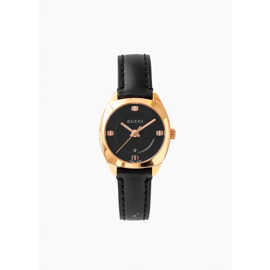 Armbanduhr aus goldfarbenem und schwarzem Stahl