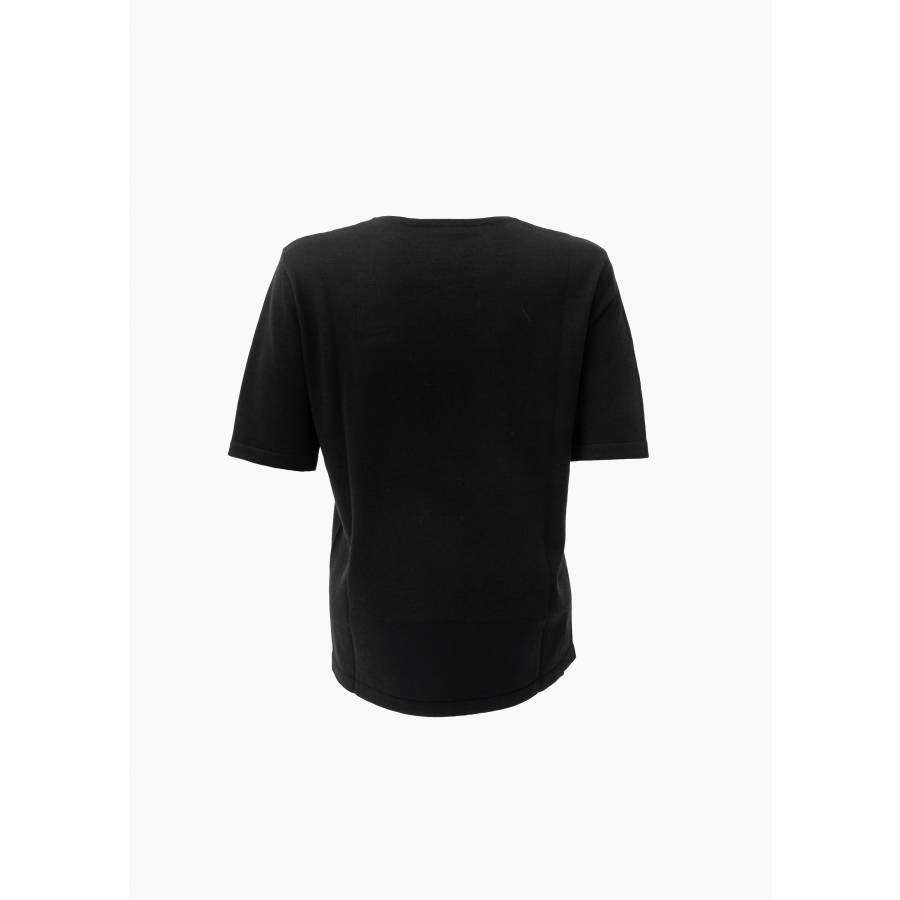 Schwarzes T-Shirt aus Wolle und Baumwolle
