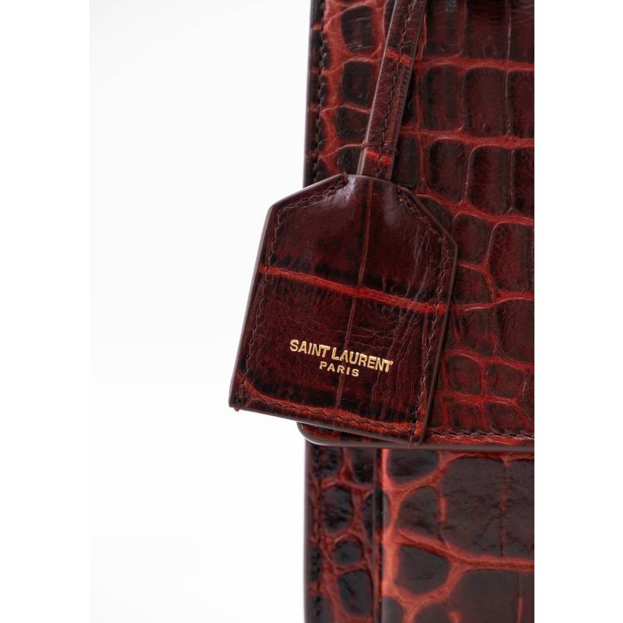 Sunset burgundy crocodile-effect bag
