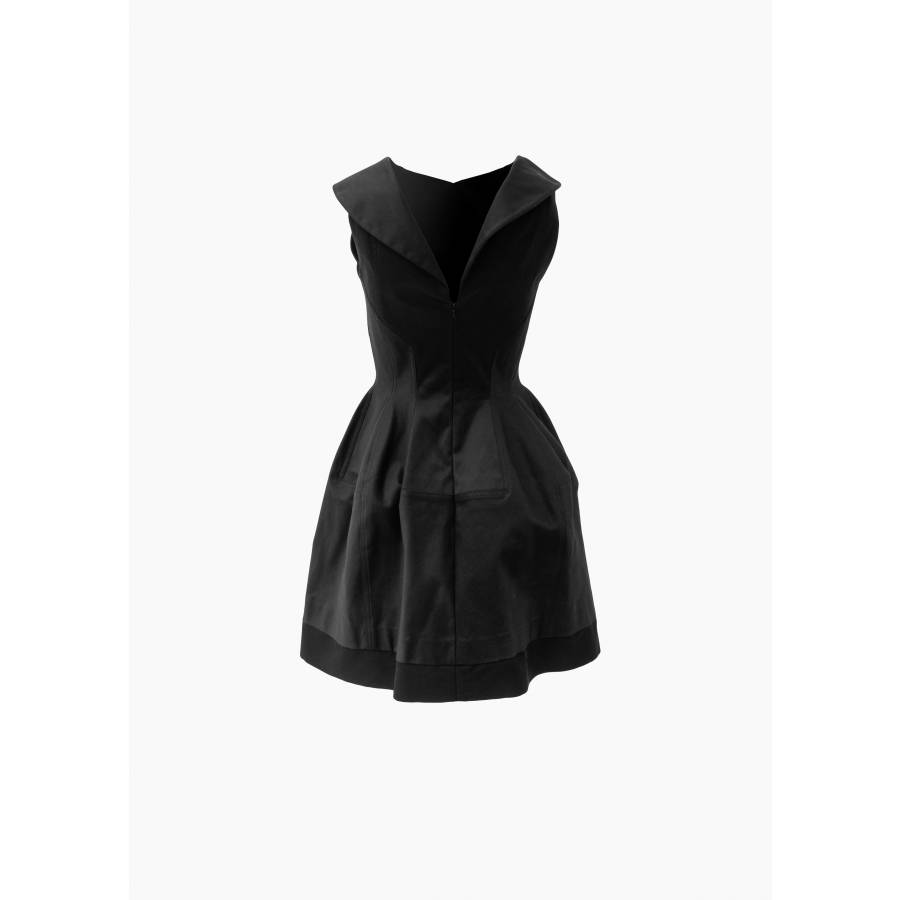 Strukturiertes Kleid aus schwarzer Baumwolle