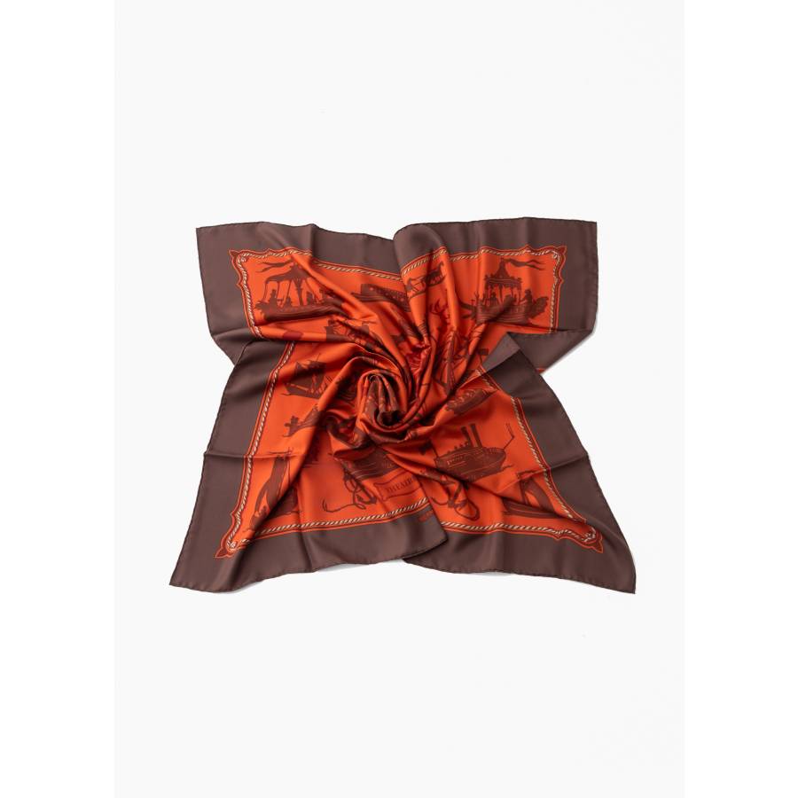 Red and brown silk scarf