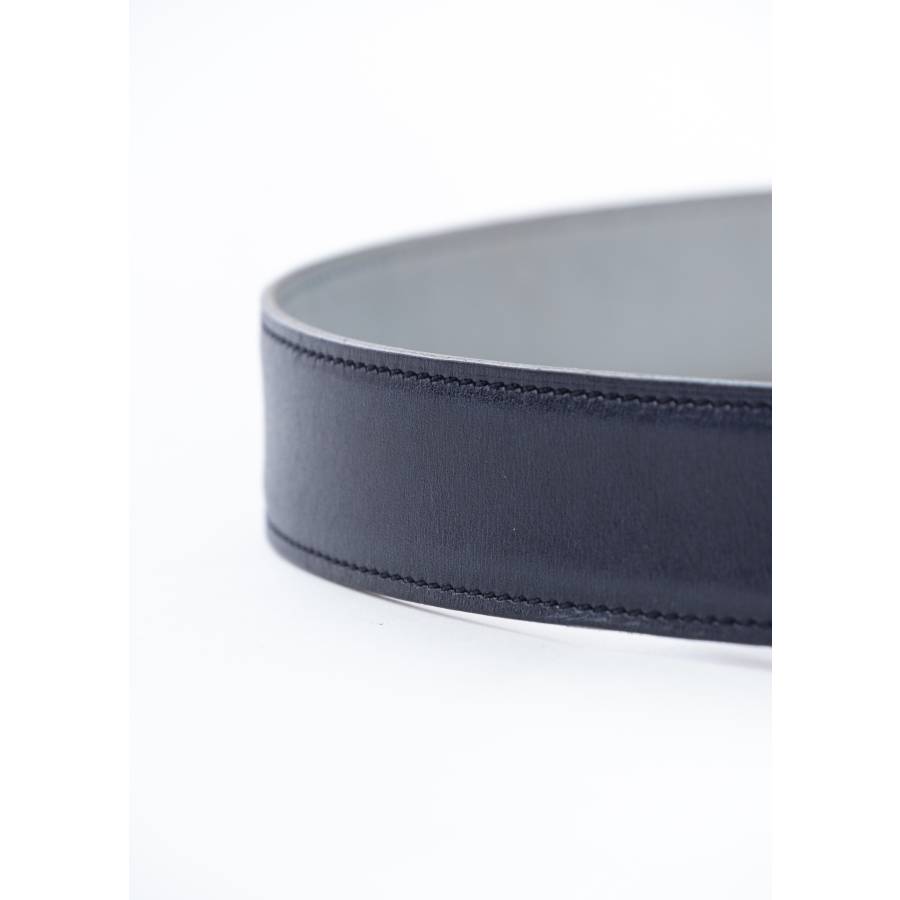 Navy blue leather H belt