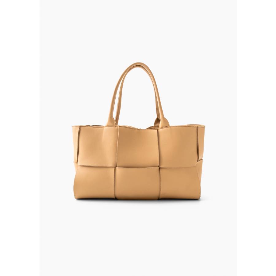 Arco tote bag in beige woven leather