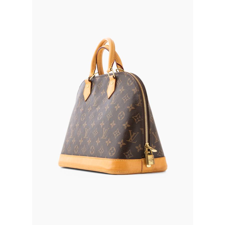 Alma PM brown bag in leather and monogram canvas