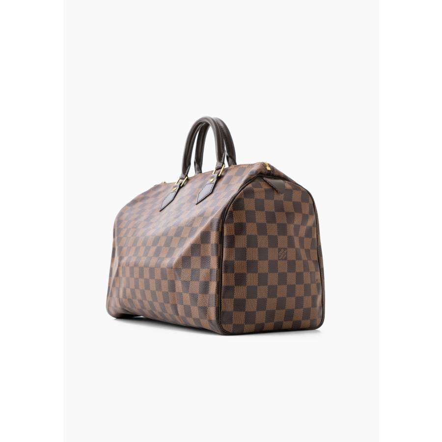 Sac speedy 35 en damier ébène en cuir