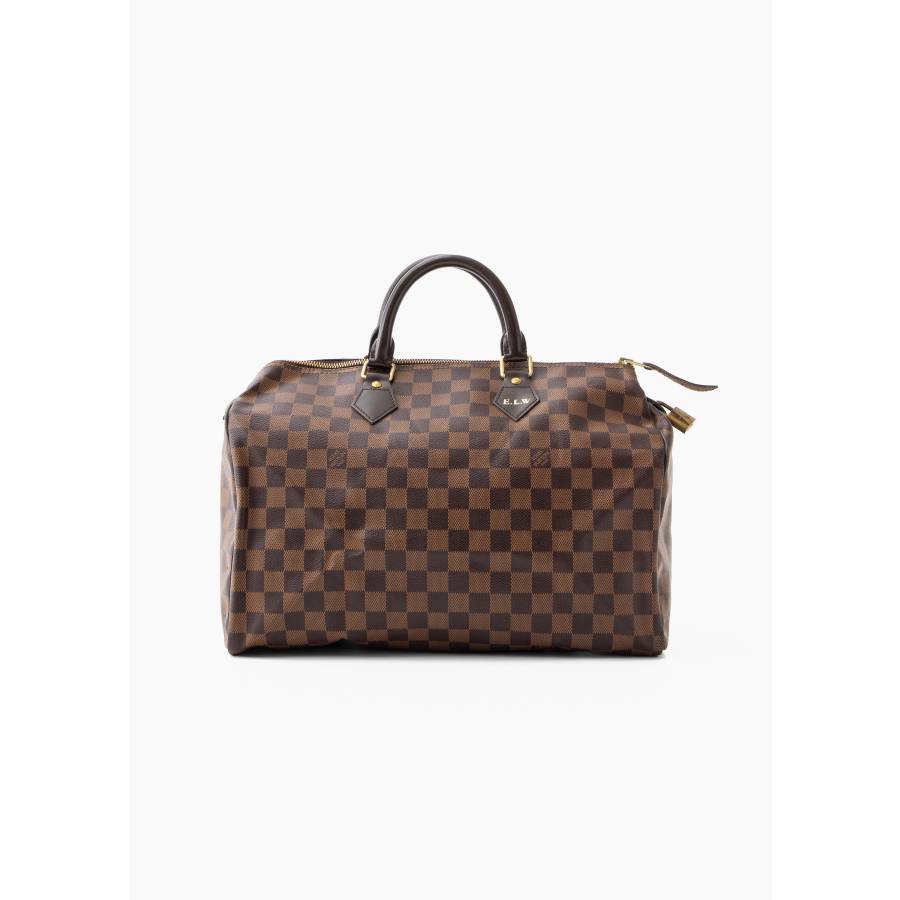 Sac speedy 35 en damier ébène en cuir