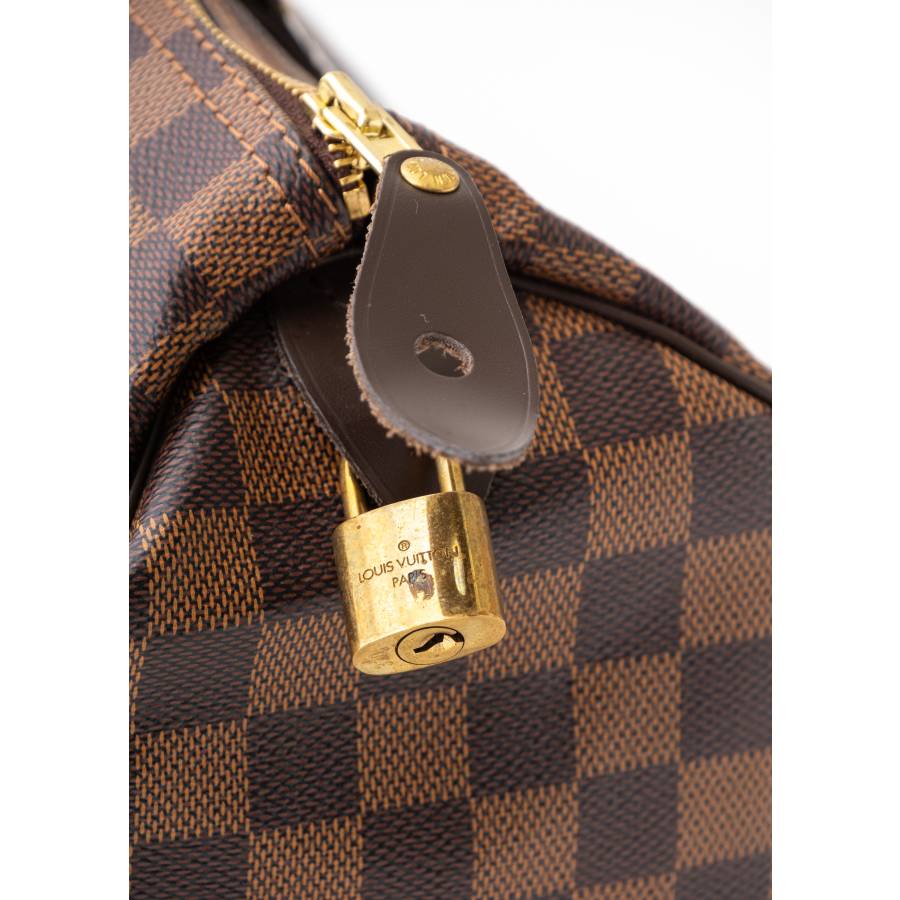 Sac speedy 35 en damier ébène en cuir