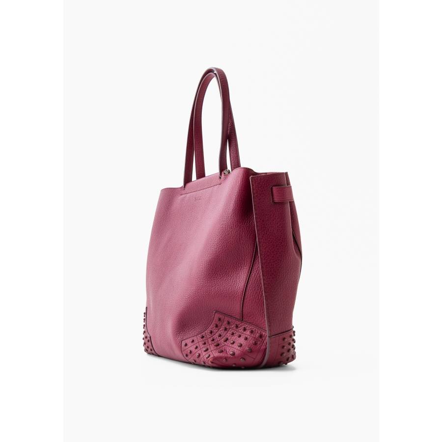 Wave purple bucket bag in hammered leather