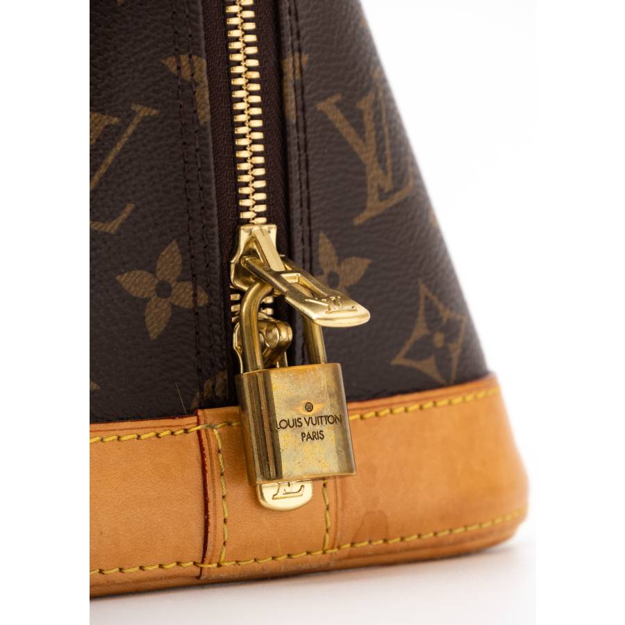 Alma PM brown bag in leather and monogram canvas