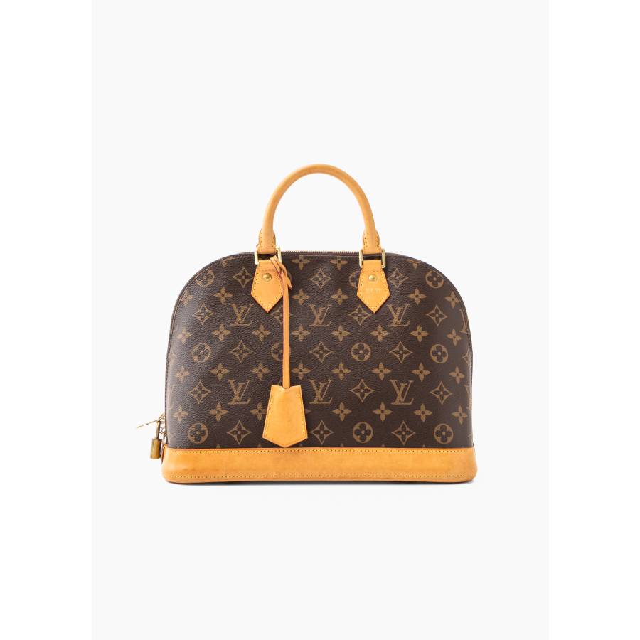 Alma PM brown bag in leather and monogram canvas