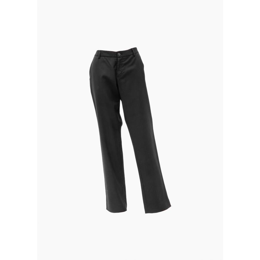 Straight-leg black wool pants