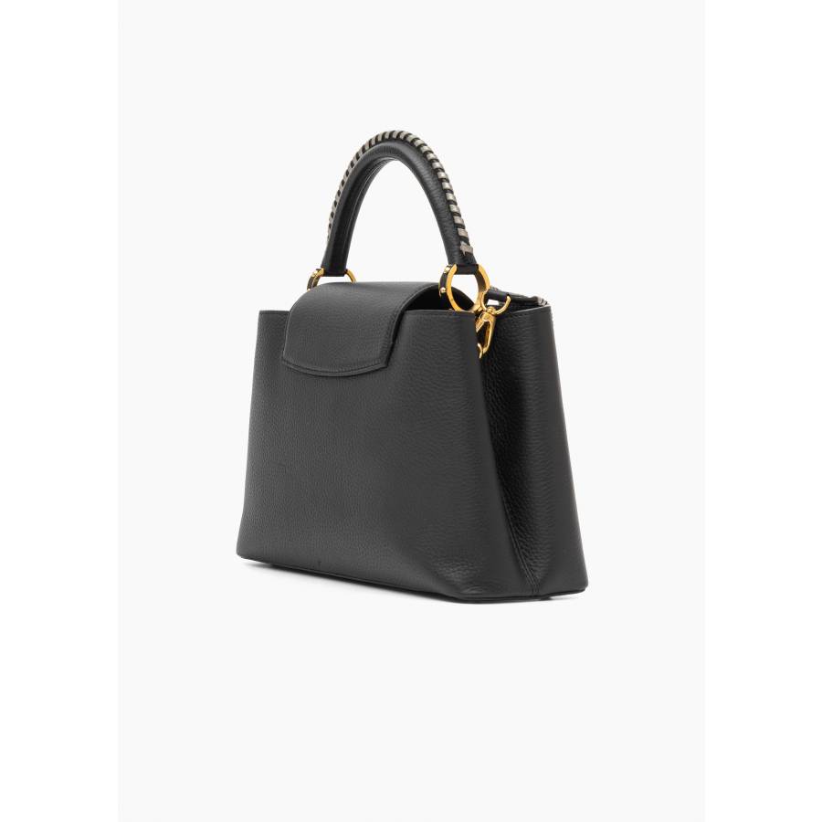 Sac Capucines MM noir et argenté