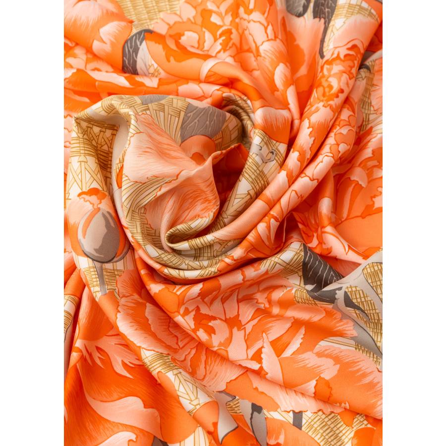 Foulard "Les Pivoines" rose