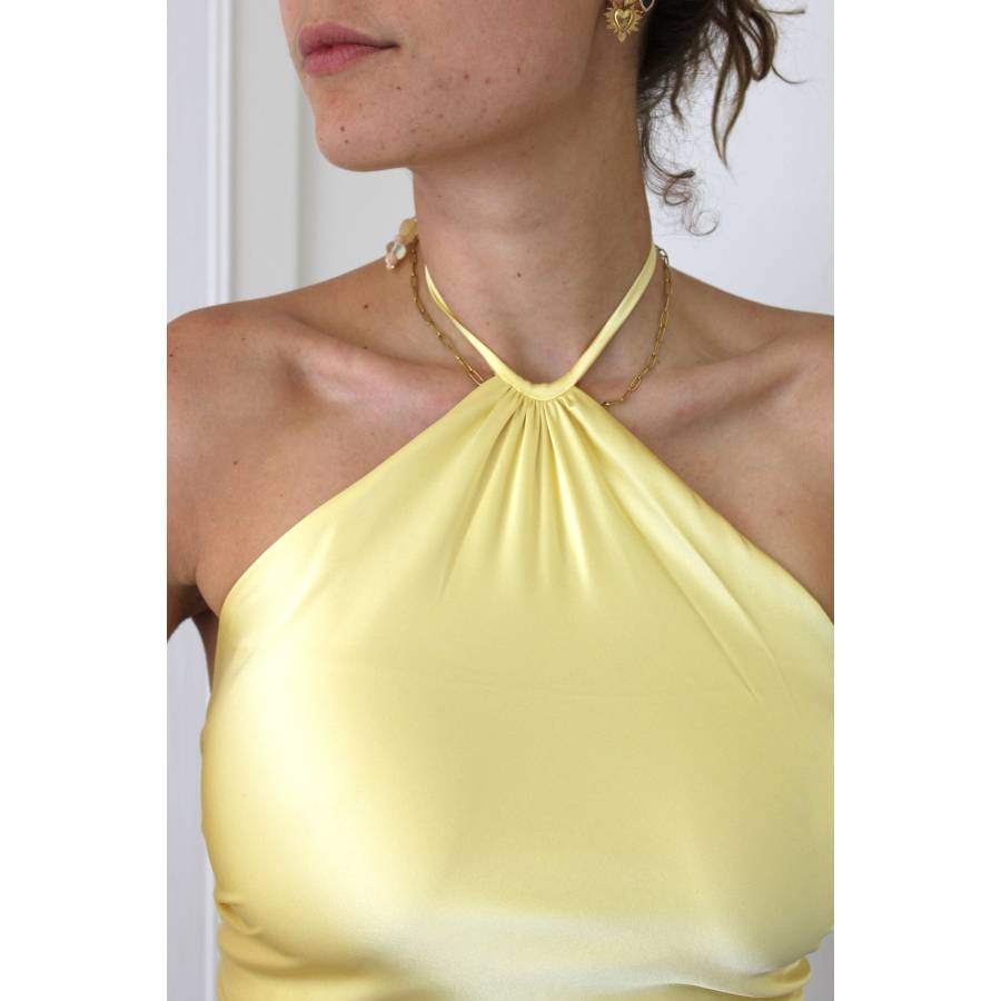 Francesca Miranda - Top en soie jaune pastel