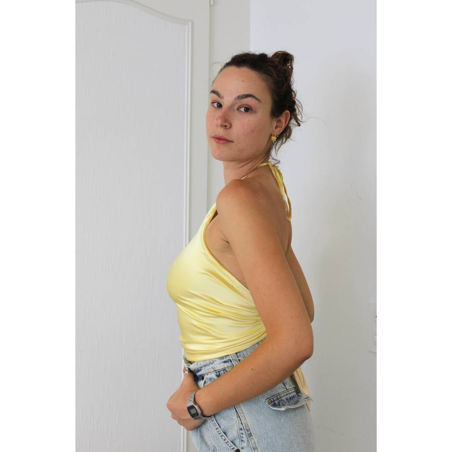 Francesca Miranda - Top en soie jaune pastel