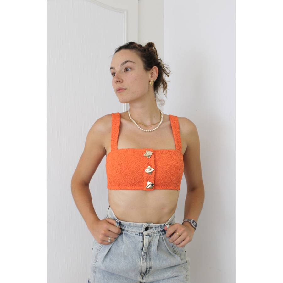 Self-Portrait - Button-down orange top