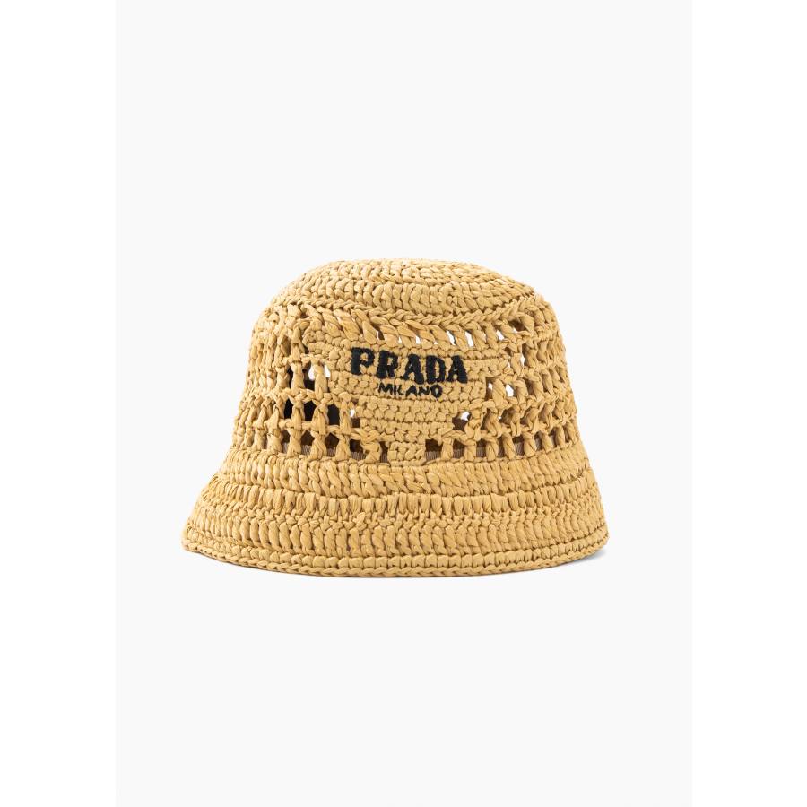 Woven straw bucket hat