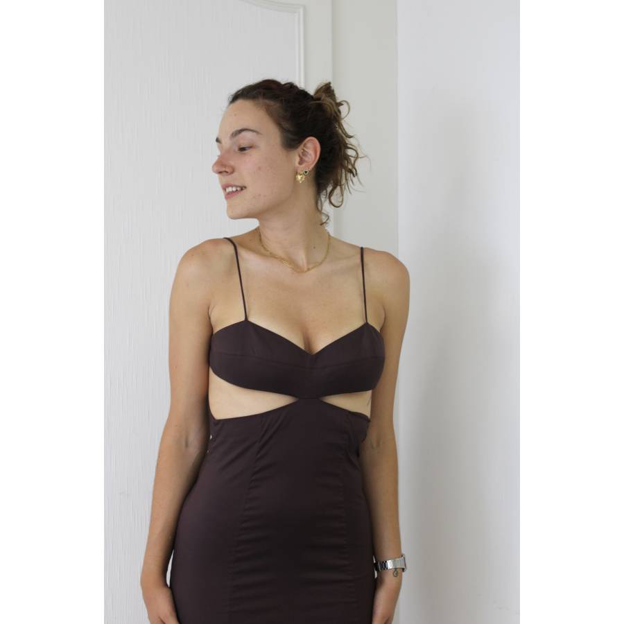 Zeynep Arcay - Robe marron avec ouverture