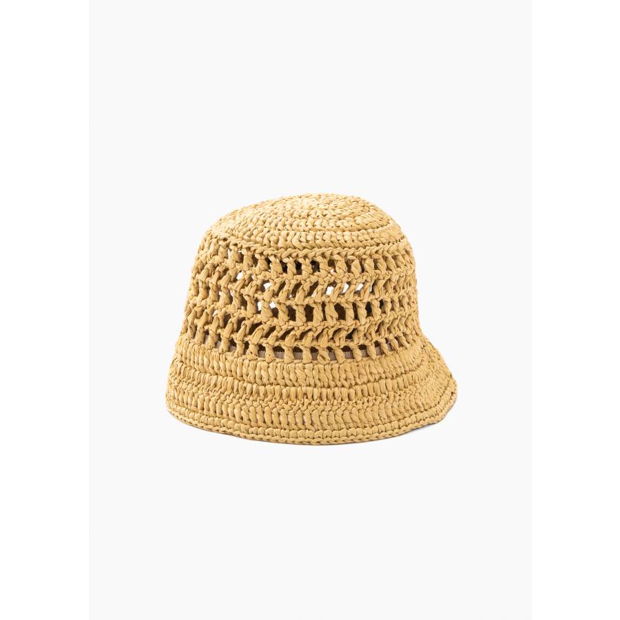 Woven straw bucket hat