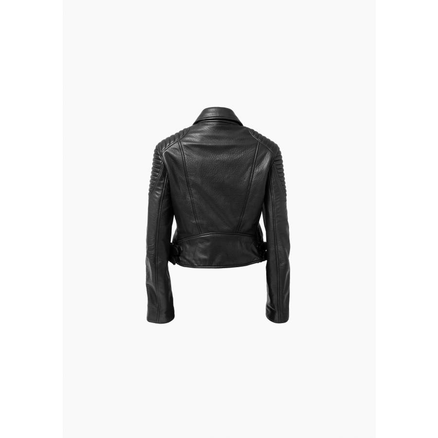 Veste de motard classique en cuir noir