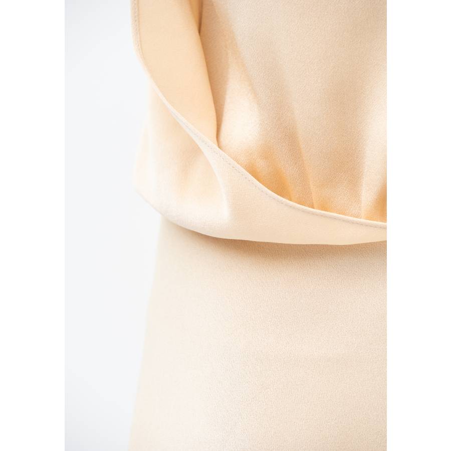 Satin-effect beige dress