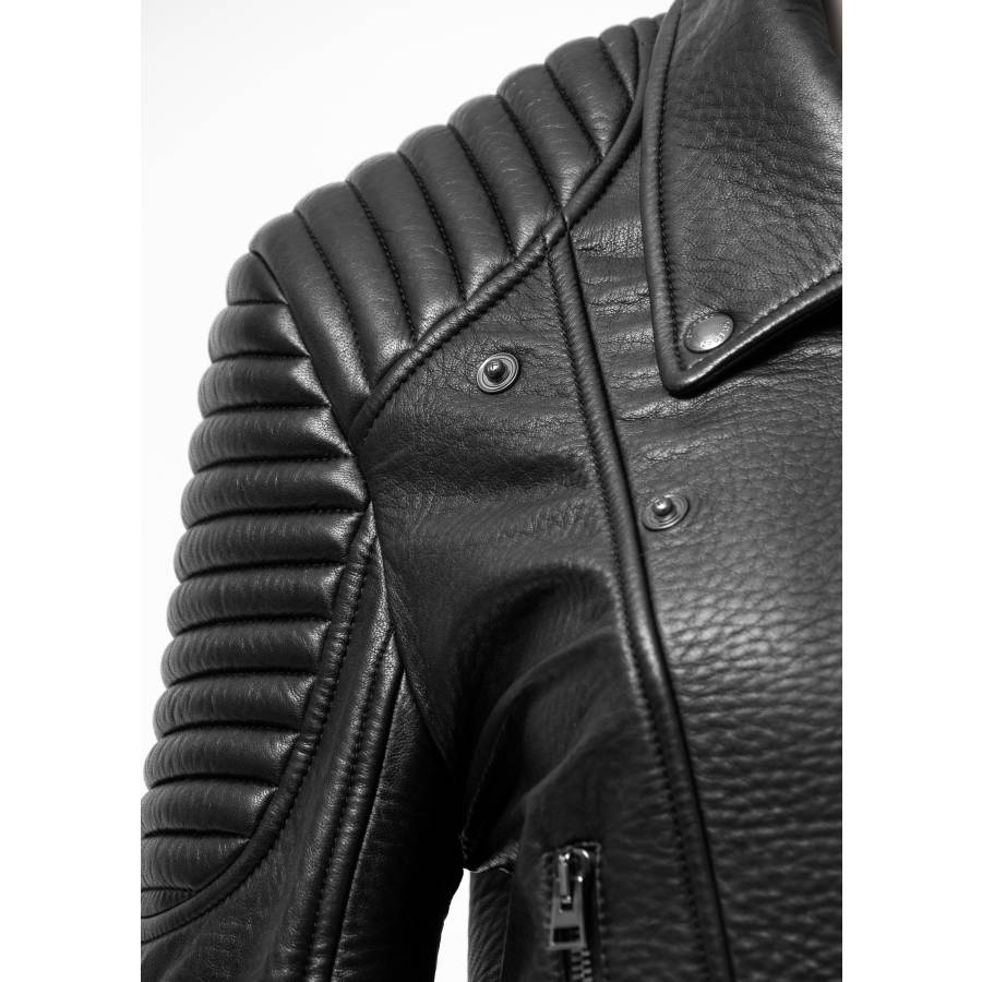 Veste de motard classique en cuir noir