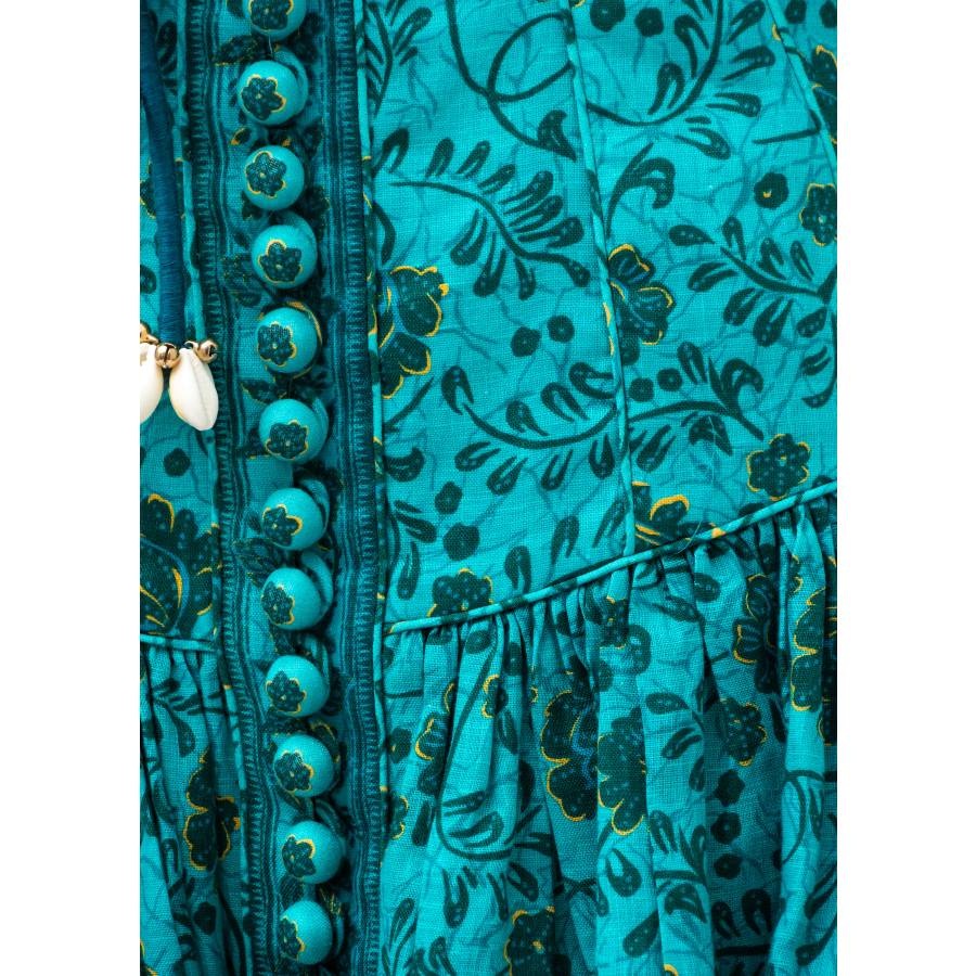 Robe en lin turquoise