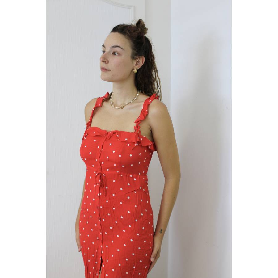 For Love & Lemons - Rotes Kleid mit Punkten