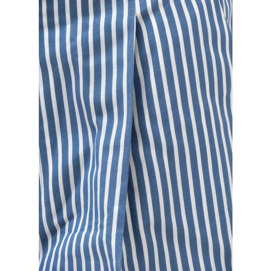 White and blue striped pants