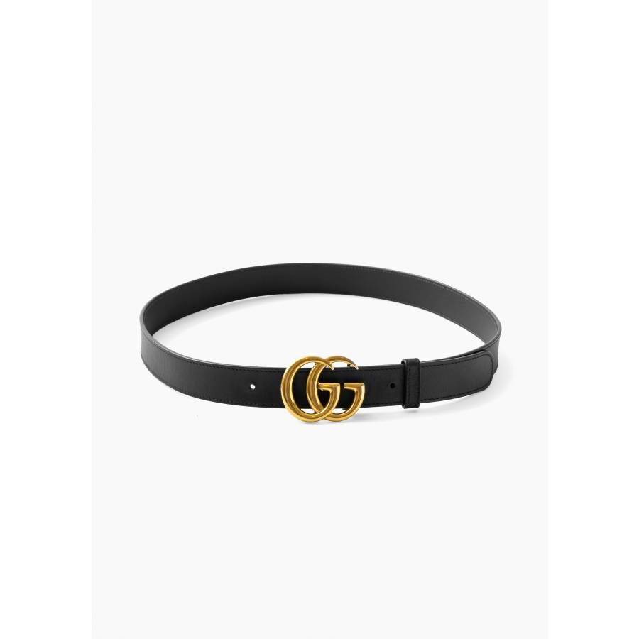 Ceinture Marmont 'GG' en cuir noir