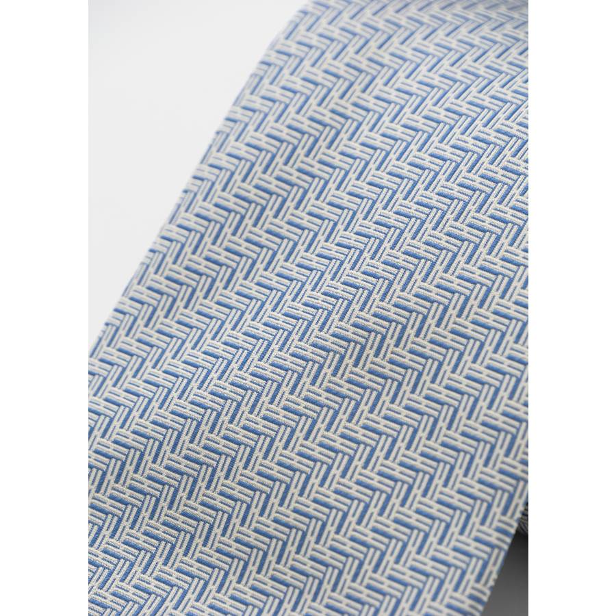 Blue and white silk tie