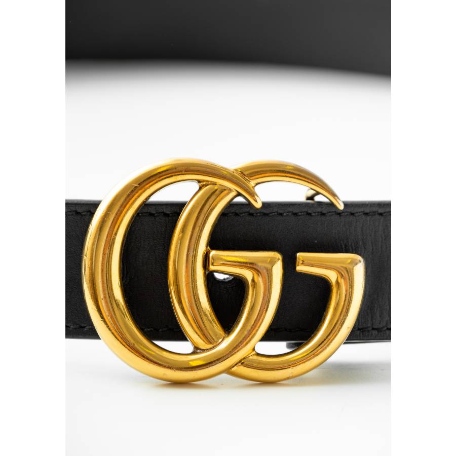 Ceinture Marmont 'GG' en cuir noir