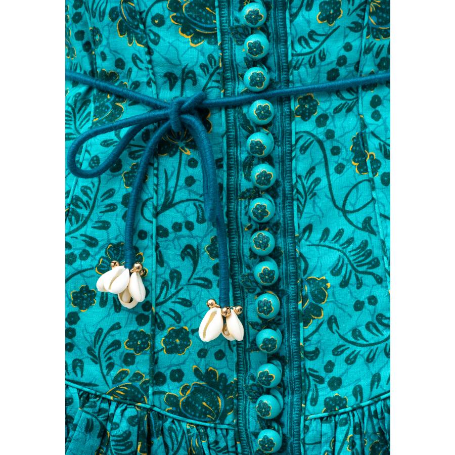 Robe en lin turquoise