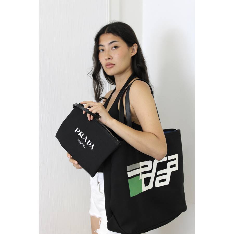 Black canvas tote bag