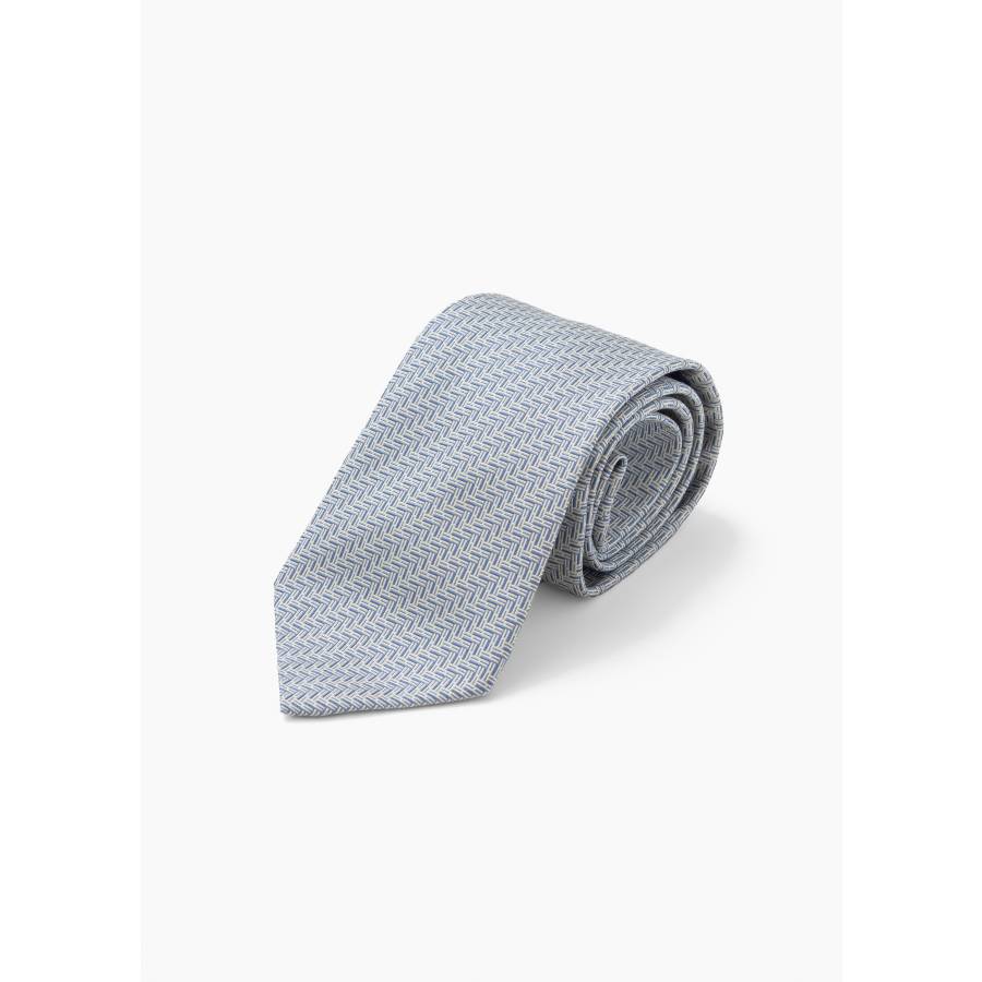 Blue and white silk tie