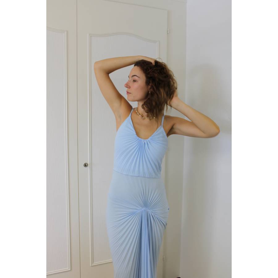 Georgia Hardinge - Light blue pleated dress