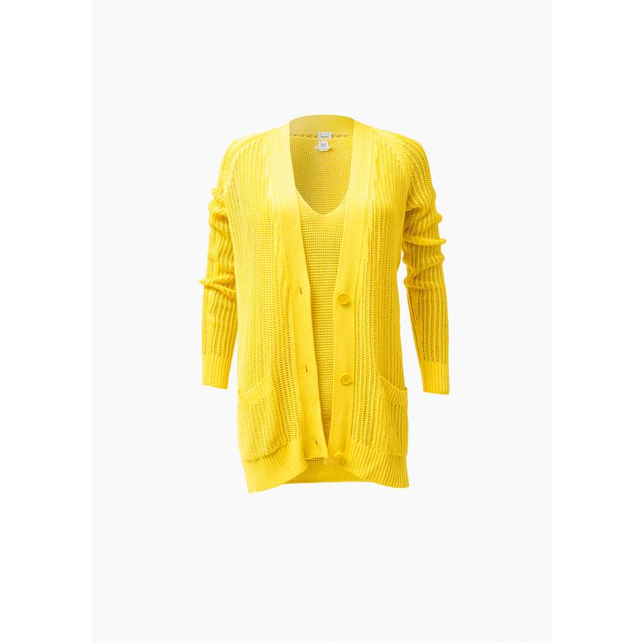 Ensemble top et cardigan jaune