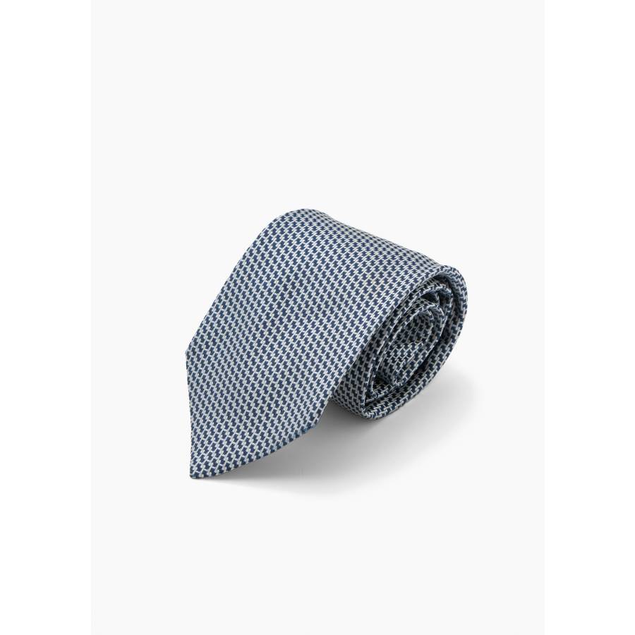 Navy blue and white silk tie