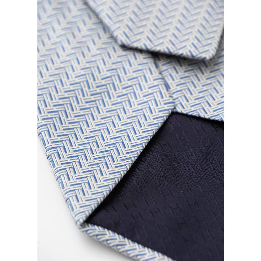 Blue and white silk tie