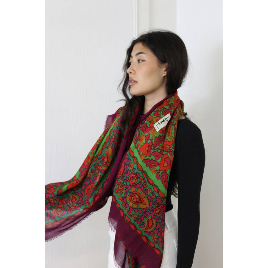 Multicolored silk and wool shawl