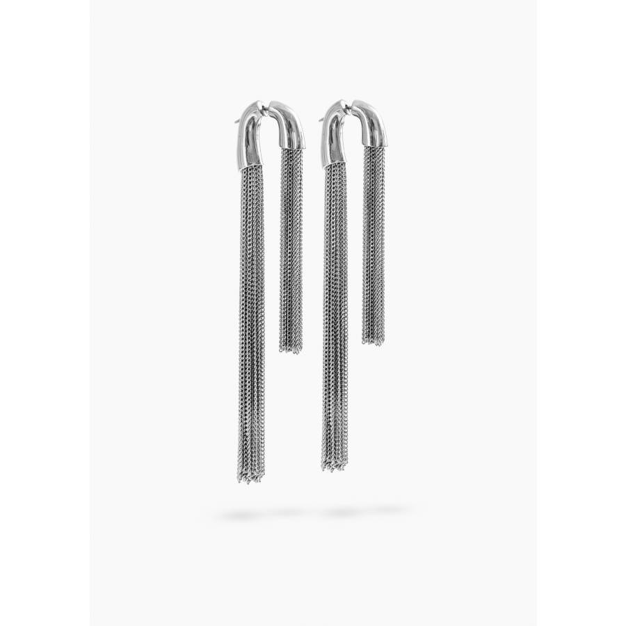 Silver-plated fringe earrings