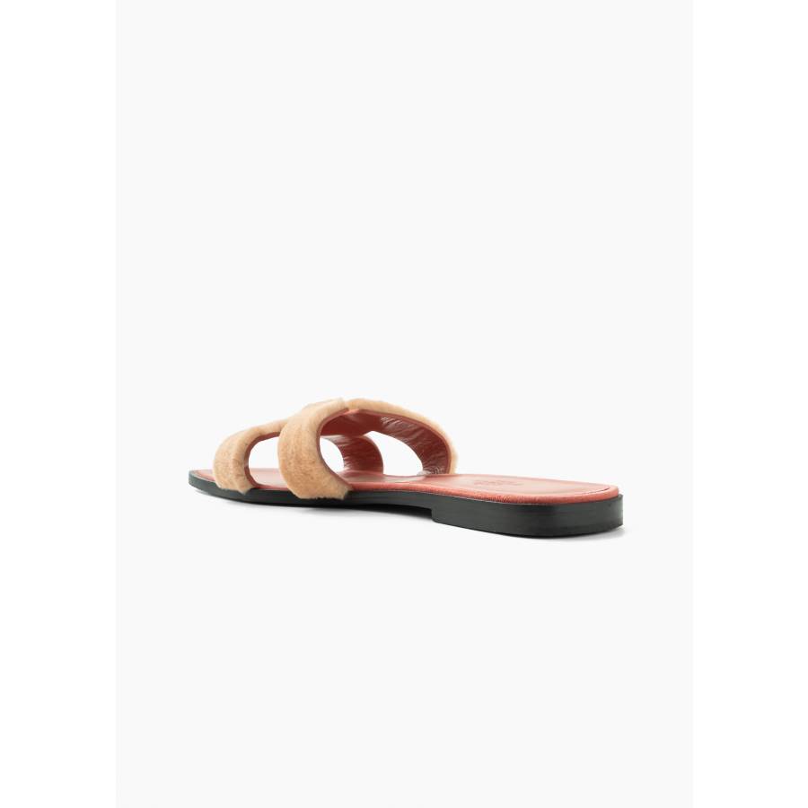 Oran sandals in pale pink mink fur