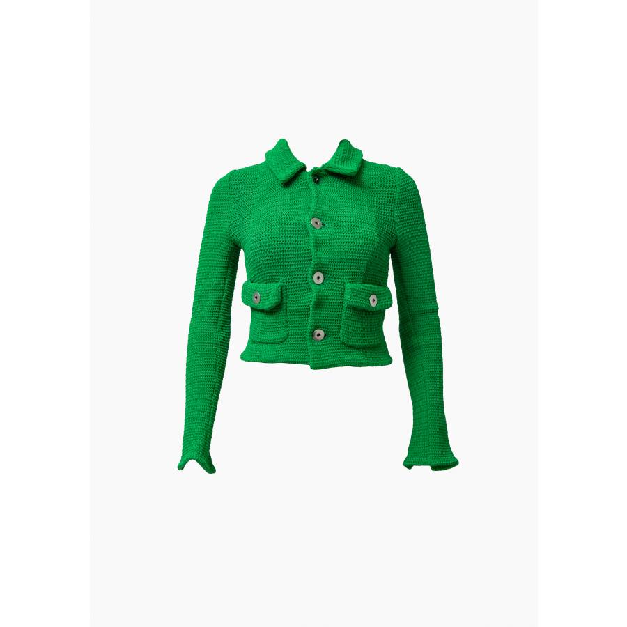 Short green openwork jacket