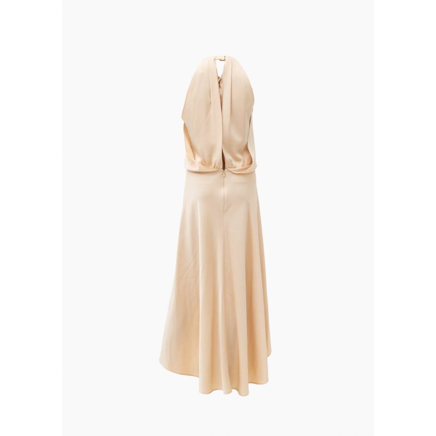 Satin-effect beige dress