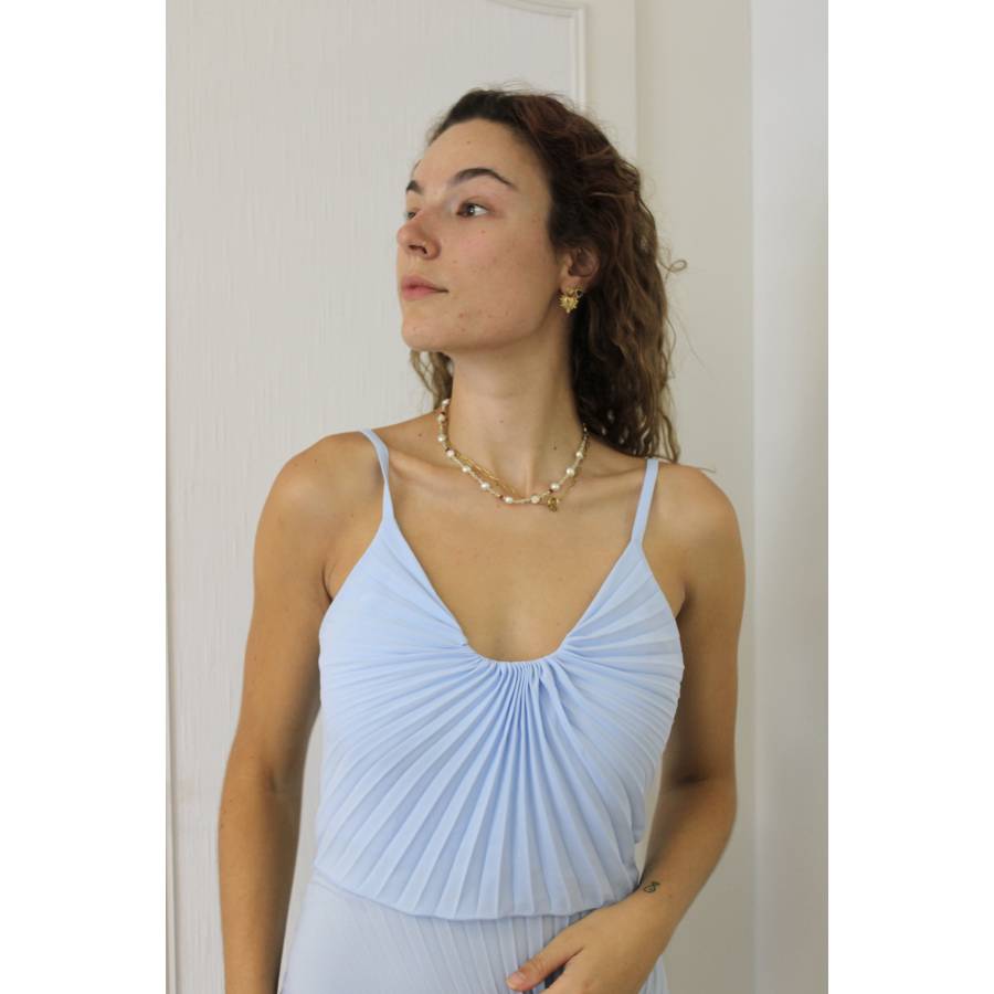 Georgia Hardinge - Light blue pleated dress