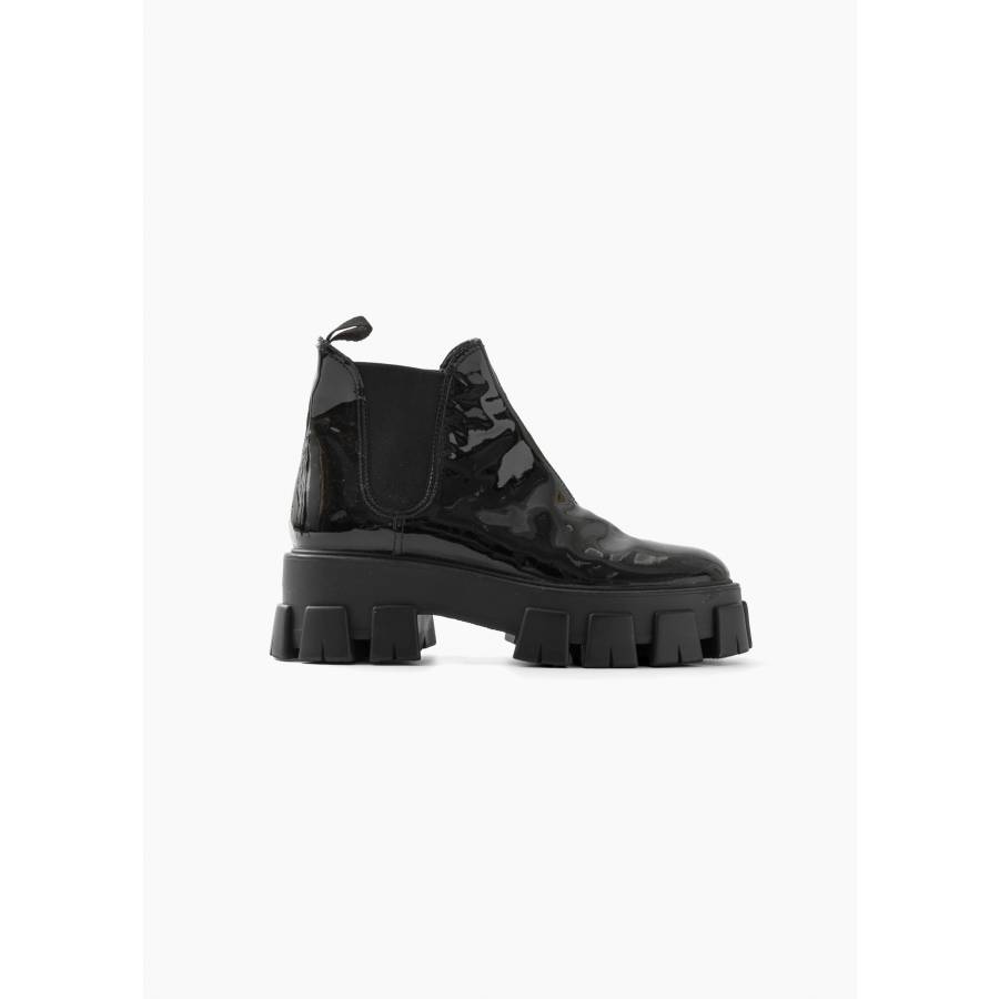 Bottines Monolith noires en cuir vernis