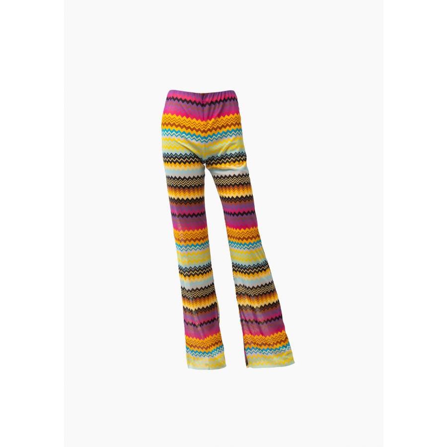 Pantalon en tulle à motif zigzag multicolore