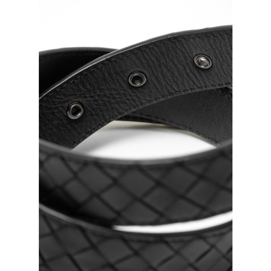 Intrecciato belt in woven leather