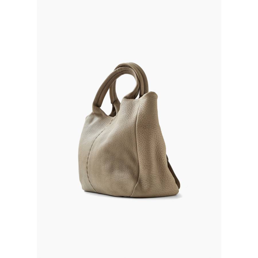 Large beige leather handbag