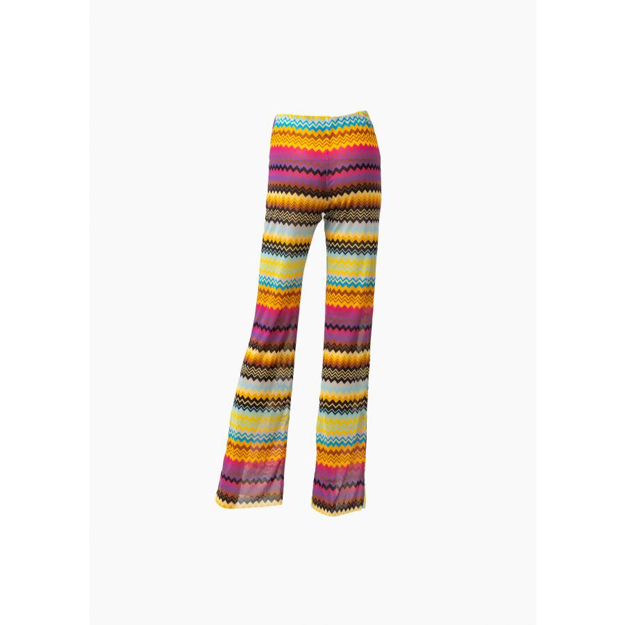 Pantalon en tulle à motif zigzag multicolore